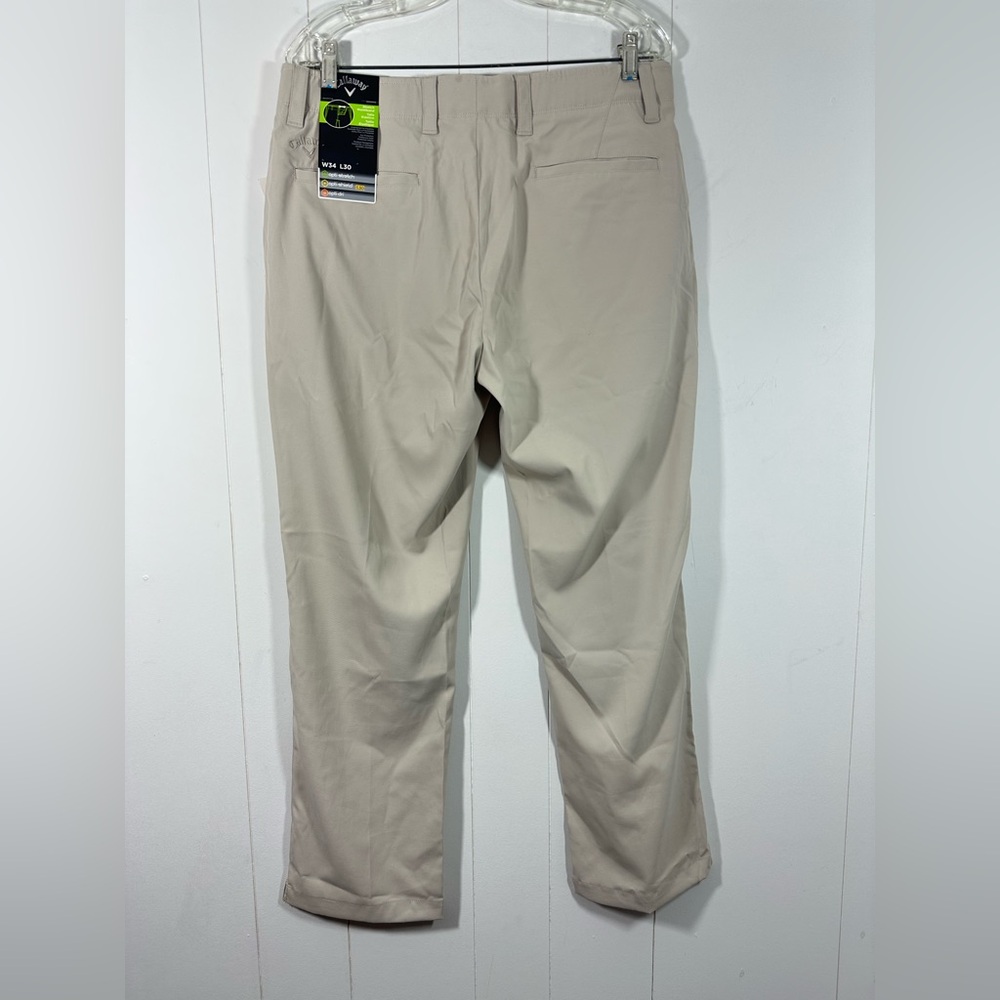 NEW Callaway Men’s Beige Golf Pants 34x30 Stretch Waistband Casual Straight Leg - Picture 4 of 12